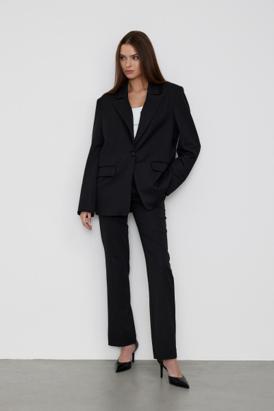 Пиджак оверсайз на одну пуговицу (черный)